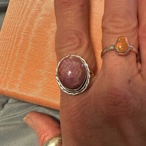 Sterling Silver Pink Rhodochrocite Statement Ring